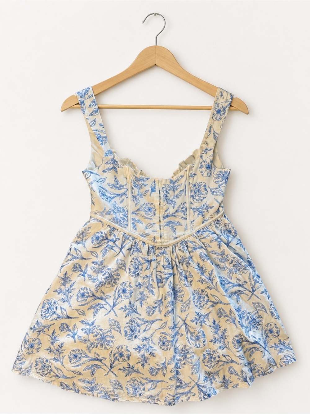 For Love & Lemons Maisie Floral Corset Mini Dress Blue White M Sold Out